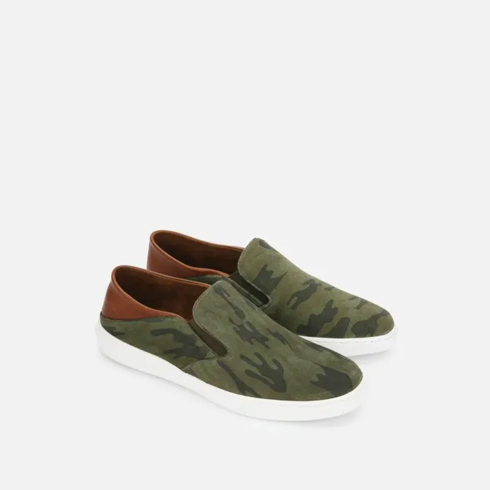 Kenneth Cole Liam Suede SlipOn Sneaker Olive Camo Men Sneakers