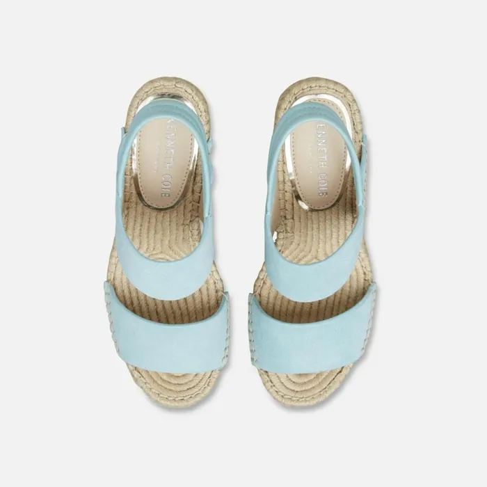 Kenneth Cole Olivia Simple Eva Suede Slingback Espadrille Aqua Fresh Women Sandals