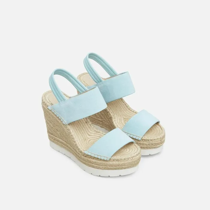 Kenneth Cole Olivia Simple Eva Suede Slingback Espadrille Aqua Fresh Women Sandals