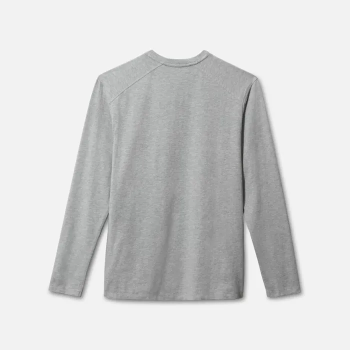 Kenneth Cole Organic Cotton Blend Long Sleeved Henley Tee Grey Melange Men TShirts Polos