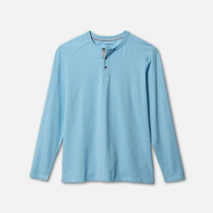 Kenneth Cole Organic Cotton Blend Long Sleeved Henley Tee Turqoise Men TShirts Polos Kenneth Cole Organic Cotton Blend Long Sleeved Henley Tee Turqoise Men TShirts Polos