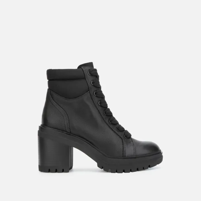 Kenneth Cole Rhode Heeled Combat Boot With Polar Grip Black Women Boots Booties