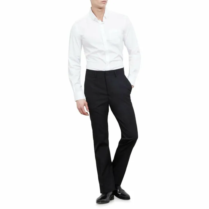 Kenneth Cole Stretch Heather Slim Fit Flex Waistband Flat Front Dress Pant Black Men Bottoms