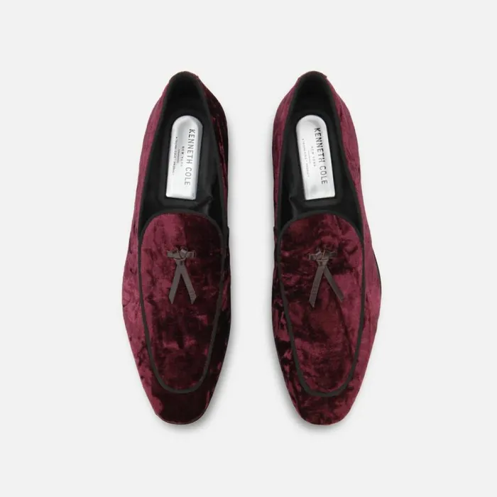 Kenneth Cole Sullivan Velvet Belgian Loafer Burgundy Men Loafers