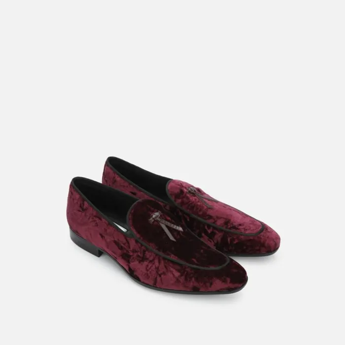 Kenneth Cole Sullivan Velvet Belgian Loafer Burgundy Men Loafers