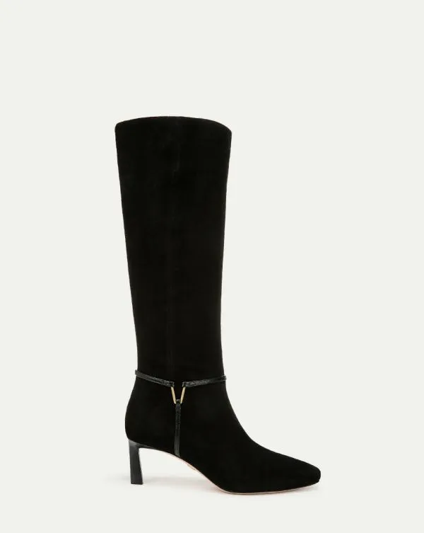 Kenzie MidHeel Tall Boot WideCalf Black Women Veronica Beard Shoes