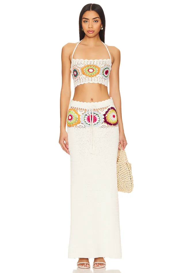 Kestrel Crochet Maxi Skirt Tropical Multi Women Lovers and Friends Skirts