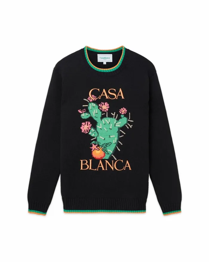 Knitwear Men Casablanca Paris Cactus Et Orange Intarsia Sweater