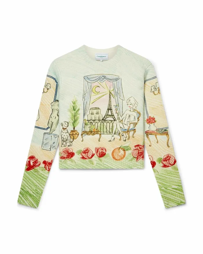 Knitwear Women Casablanca Paris L039Appartement De Reve Printed Crew Neck Jumper