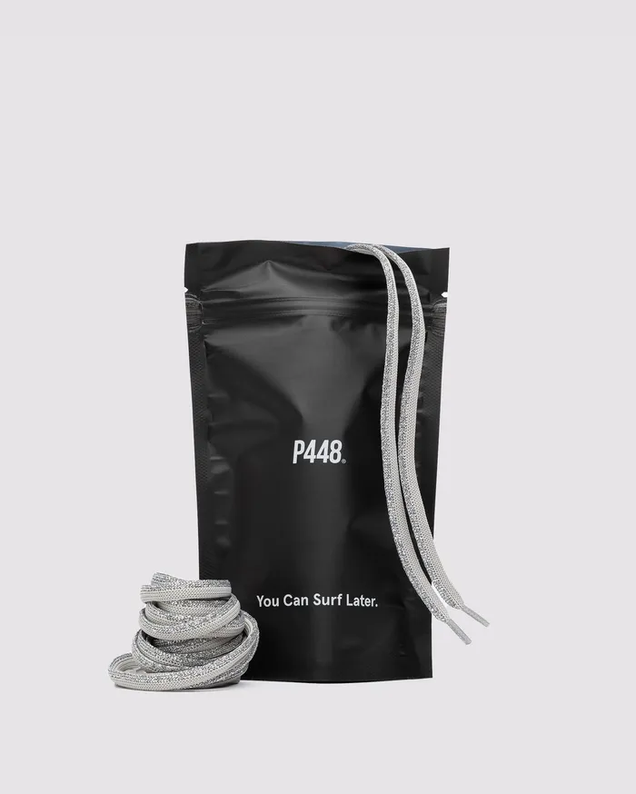 Laces P448 Women Shoelaces Silver Sparkle