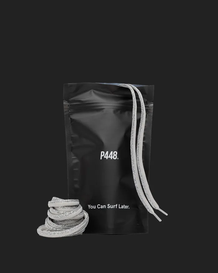 Laces P448 Women Shoelaces Silver Sparkle Laces P448 Women Shoelaces Silver Sparkle