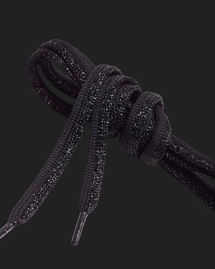 Laces Women Shoelaces Black Glitter P448 Laces Women Shoelaces Black Glitter P448