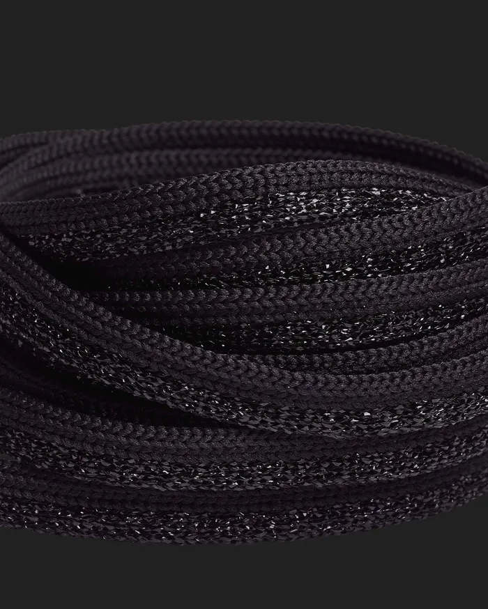 Laces Women Shoelaces Black Glitter P448 Laces Women Shoelaces Black Glitter P448