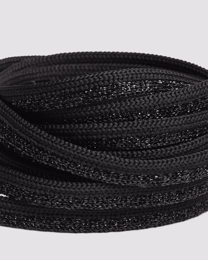 Laces Women Shoelaces Black Glitter P448 Laces Women Shoelaces Black Glitter P448
