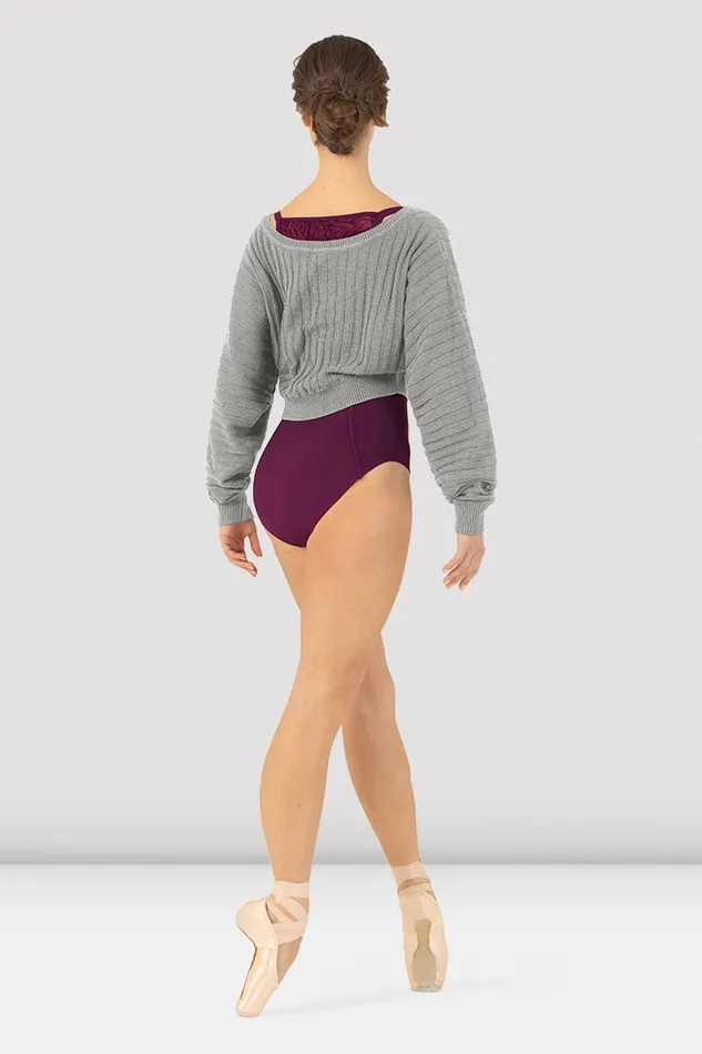 Ladies Everlyn Cropped Sweater Grey Marle Adult Warmups Bloch