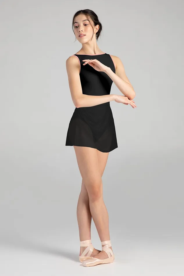 Ladies Lyric Mesh Wrap Skirt Black Performance Bloch Adult