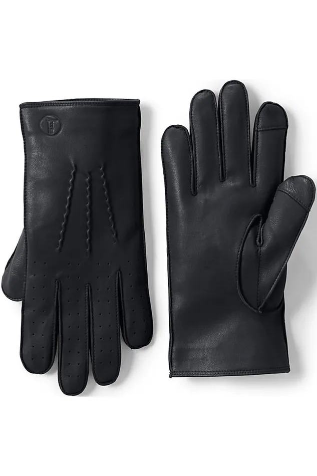 Lands039 End Accessories Men Leather Gloves Black