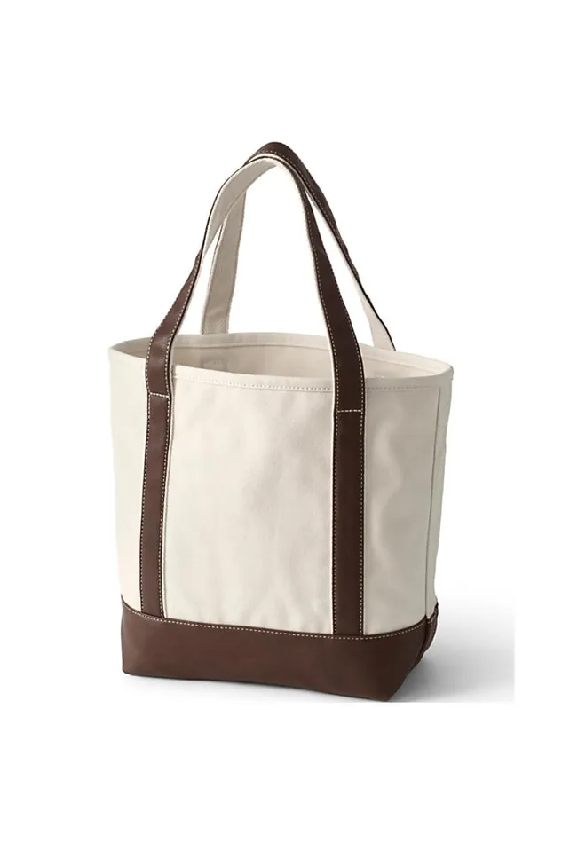 Lands039 End Accessories Men Medium Metallic Open Top Canvas Tote Bag Natural