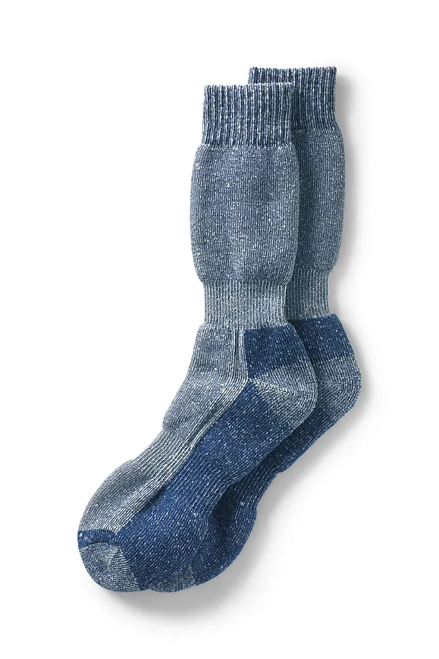 Lands039 End Accessories Men Merino Wool Snow Pac Boot Socks Deep Sea Navy