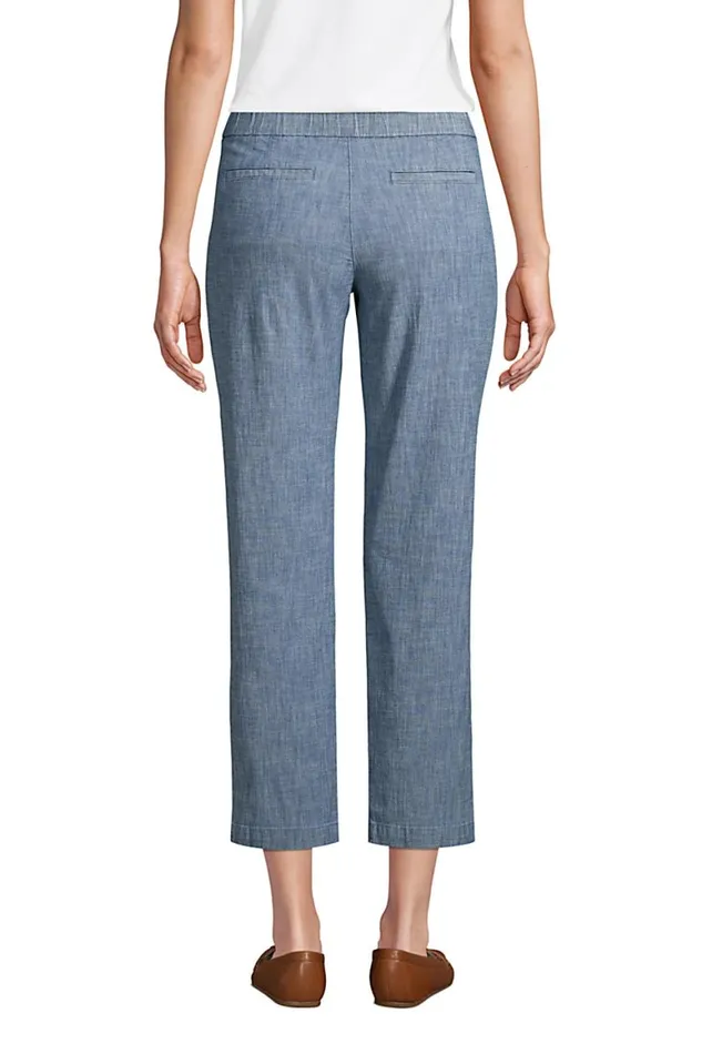 Lands039 End Capris and Crop Pants Women Mid Rise Chambray Pull On Crop Pants Evening Sky Chambray Lands039 End Capris and Crop Pants Women Mid Rise Chambray Pull On Crop Pants Evening Sky Chambray