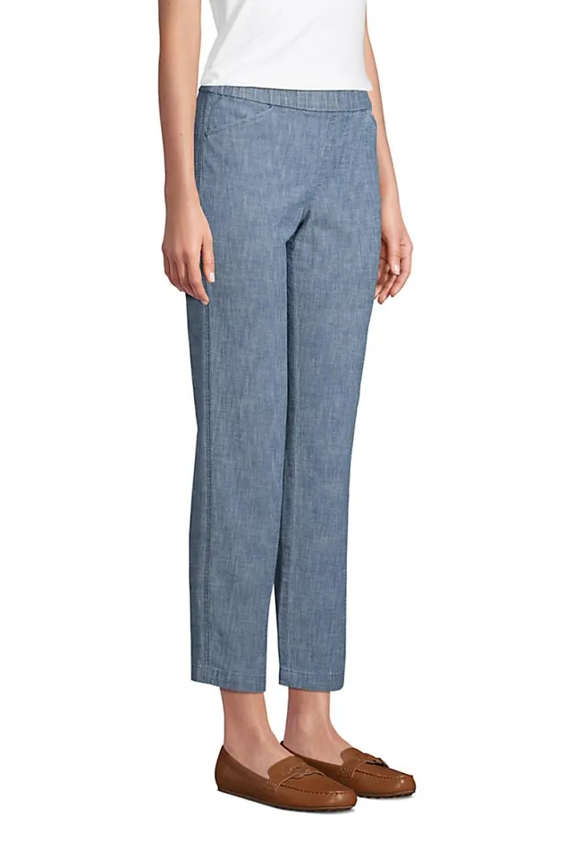 Lands039 End Capris and Crop Pants Women Mid Rise Chambray Pull On Crop Pants Evening Sky Chambray Lands039 End Capris and Crop Pants Women Mid Rise Chambray Pull On Crop Pants Evening Sky Chambray