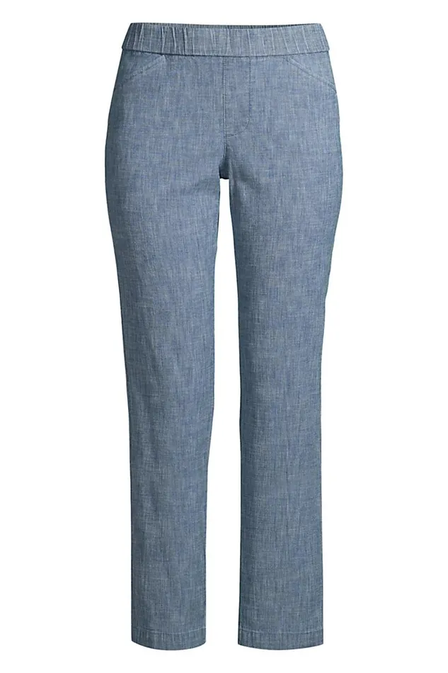 Lands039 End Capris and Crop Pants Women Mid Rise Chambray Pull On Crop Pants Evening Sky Chambray Lands039 End Capris and Crop Pants Women Mid Rise Chambray Pull On Crop Pants Evening Sky Chambray