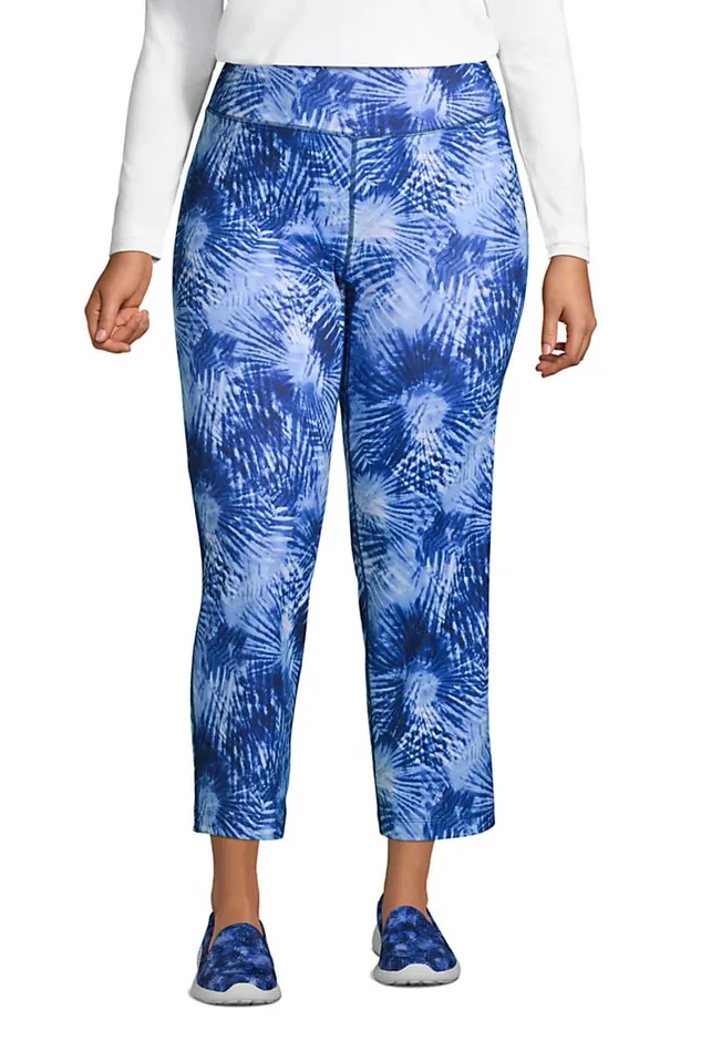 Lands039 End Capris and Crop Pants Women Plus Size Active Crop Yoga Pants Deep Sea Navy Tie Dye Palm Lands039 End Capris and Crop Pants Women Plus Size Active Crop Yoga Pants Deep Sea Navy Tie Dye Palm