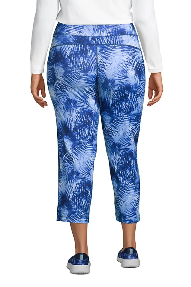 Lands039 End Capris and Crop Pants Women Plus Size Active Crop Yoga Pants Deep Sea Navy Tie Dye Palm Lands039 End Capris and Crop Pants Women Plus Size Active Crop Yoga Pants Deep Sea Navy Tie Dye Palm