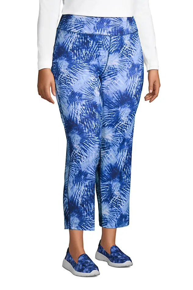 Lands039 End Capris and Crop Pants Women Plus Size Active Crop Yoga Pants Deep Sea Navy Tie Dye Palm Lands039 End Capris and Crop Pants Women Plus Size Active Crop Yoga Pants Deep Sea Navy Tie Dye Palm