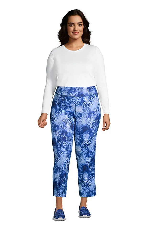Lands039 End Capris and Crop Pants Women Plus Size Active Crop Yoga Pants Deep Sea Navy Tie Dye Palm Lands039 End Capris and Crop Pants Women Plus Size Active Crop Yoga Pants Deep Sea Navy Tie Dye Palm