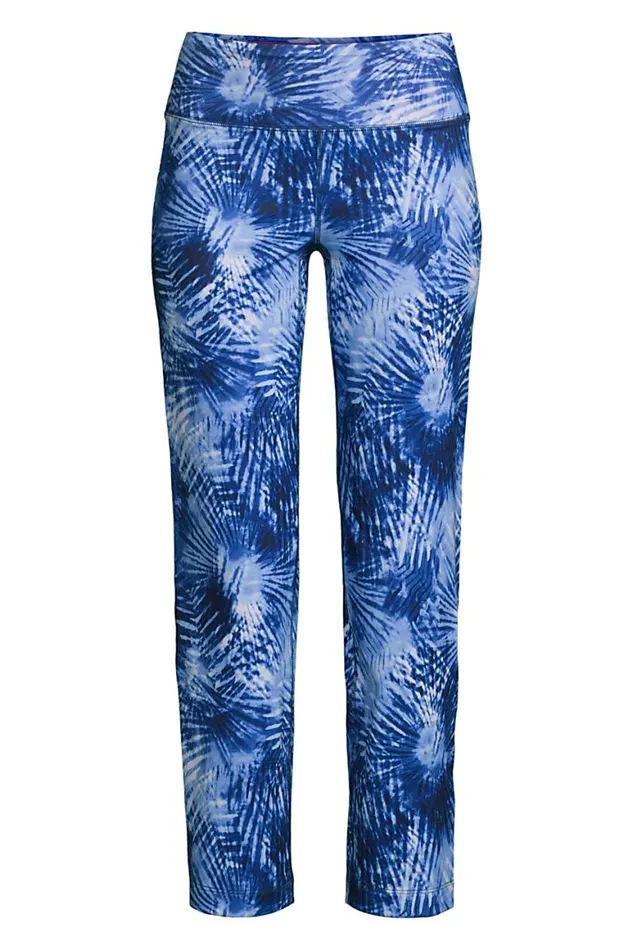 Lands039 End Capris and Crop Pants Women Plus Size Active Crop Yoga Pants Deep Sea Navy Tie Dye Palm Lands039 End Capris and Crop Pants Women Plus Size Active Crop Yoga Pants Deep Sea Navy Tie Dye Palm