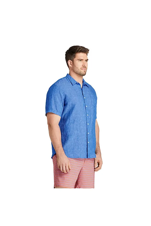 Lands039 End Casual Shirts Men Big And Tall Traditional Fit Short Sleeve Linen Shirt Deep Sea Navy Tropic Palm Lands039 End Casual Shirts Men Big And Tall Traditional Fit Short Sleeve Linen Shirt Deep Sea Navy Tropic Palm