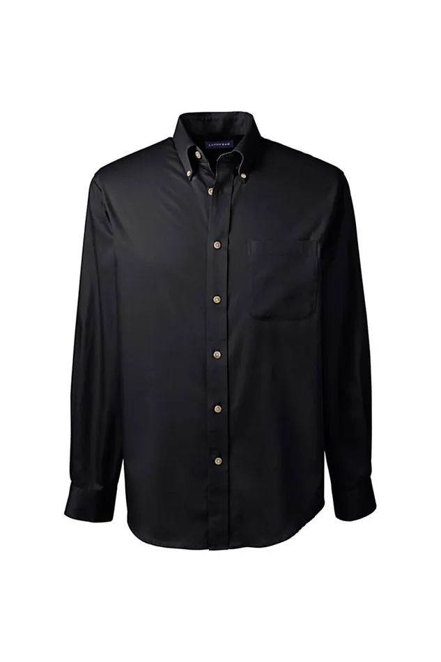 Lands039 End Casual Shirts Men Big Performance Twill Shirt Black