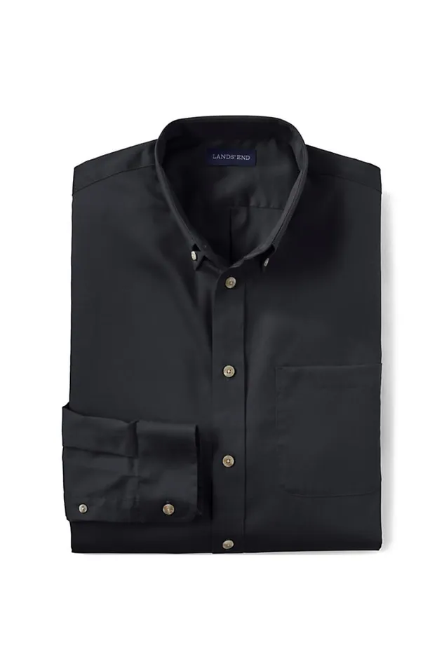 Lands039 End Casual Shirts Men Big Performance Twill Shirt Black