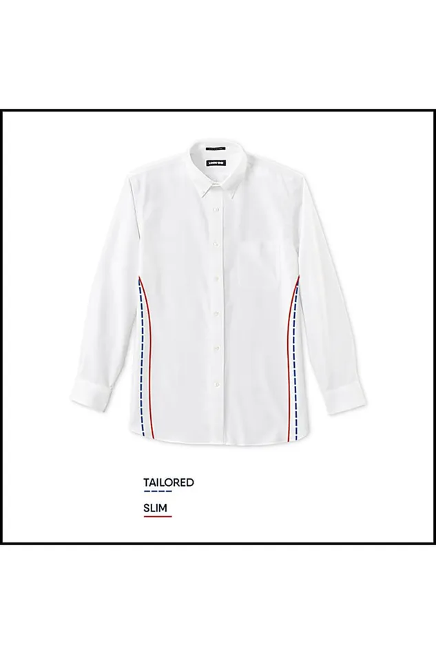 Lands039 End Casual Shirts Men Traditional Fit Essential Lightweight Poplin Shirt Deep Sea Navy Floral Mix