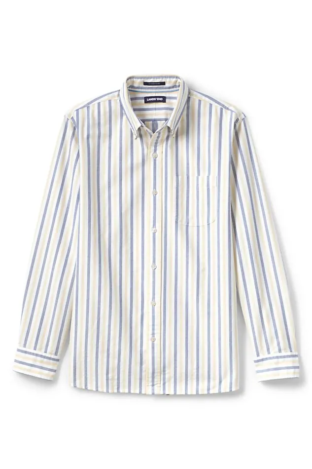 Lands039 End Casual Shirts Men Traditional Fit Sail Rigger Oxford Shirt Yellow Bengal Stripe Lands039 End Casual Shirts Men Traditional Fit Sail Rigger Oxford Shirt Yellow Bengal Stripe