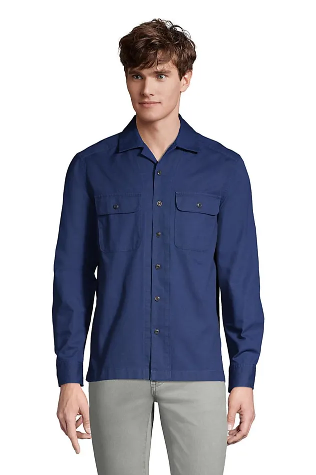Lands039 End Casual Shirts Men Traditional Fit Textured Camp Collar Long Sleeve Shirt Deep Sea Navy Lands039 End Casual Shirts Men Traditional Fit Textured Camp Collar Long Sleeve Shirt Deep Sea Navy
