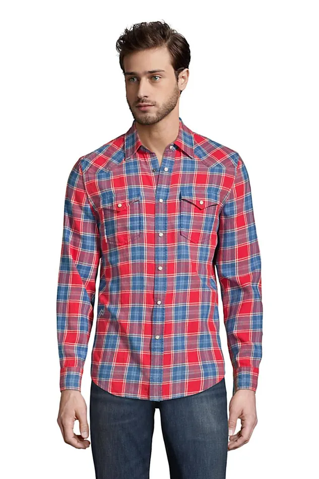 Lands039 End Casual Shirts Men Western Shirt Washed Indigo