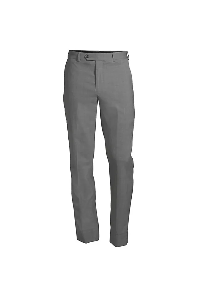 Lands039 End Chinos and Casual Pants Men Big Washable Wool Tailored Plain Front Trousers Light Charcoal Lands039 End Chinos and Casual Pants Men Big Washable Wool Tailored Plain Front Trousers Light Charcoal