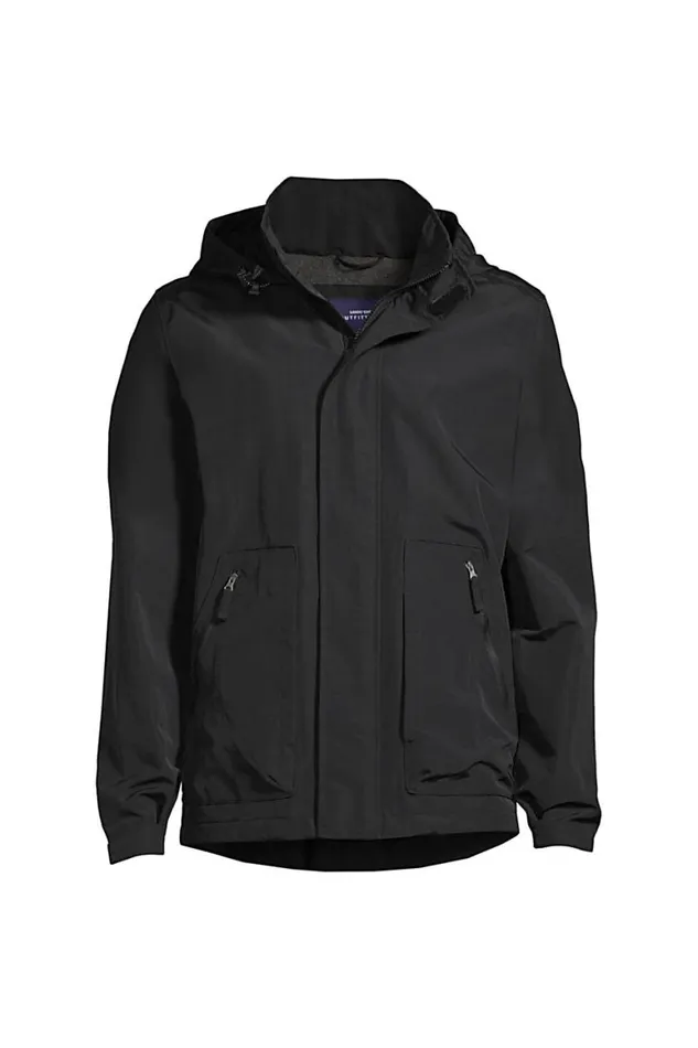 Lands039 End Coats and Jackets Men Big Outrigger Fleece Lined Jacket Black