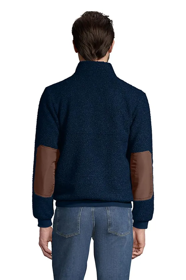 Lands039 End Coats and Jackets Men Boucle Fleece Pullover Radiant Navy