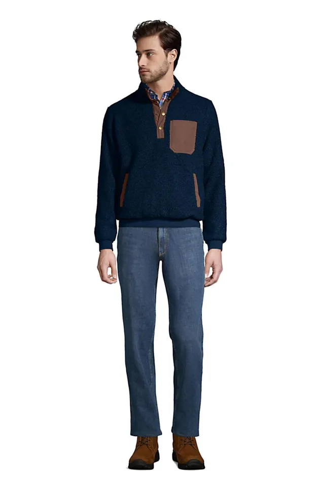 Lands039 End Coats and Jackets Men Boucle Fleece Pullover Radiant Navy
