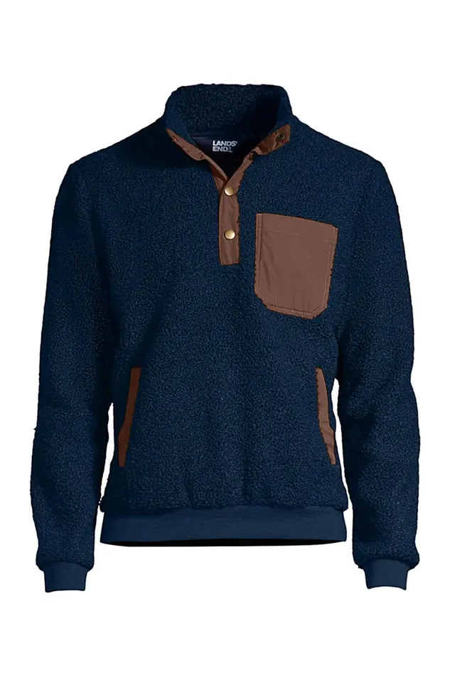 Lands039 End Coats and Jackets Men Boucle Fleece Pullover Radiant Navy