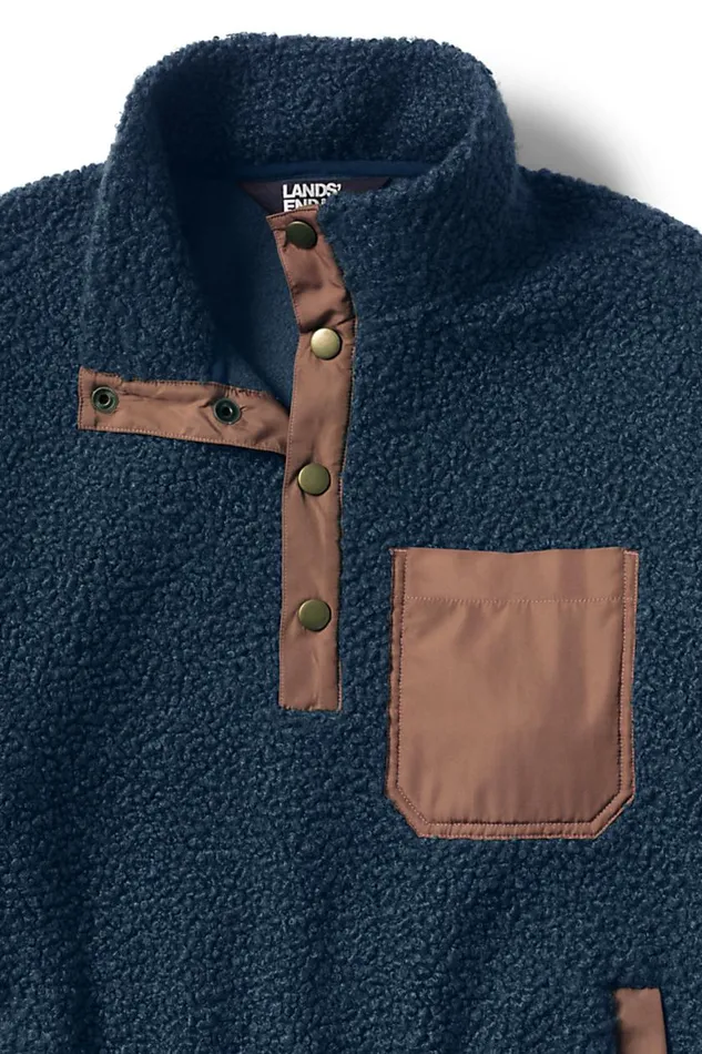 Lands039 End Coats and Jackets Men Boucle Fleece Pullover Radiant Navy