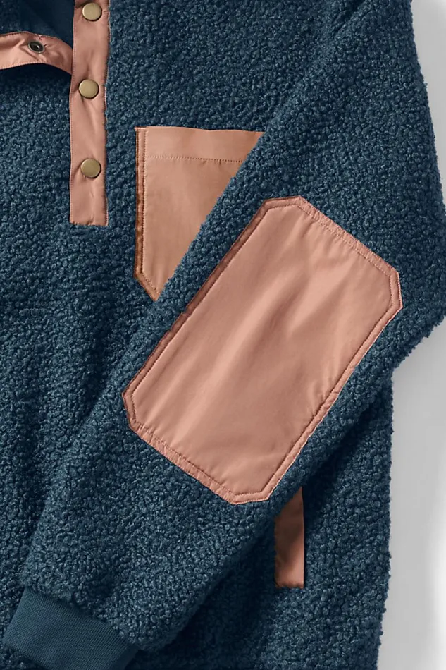 Lands039 End Coats and Jackets Men Boucle Fleece Pullover Radiant Navy