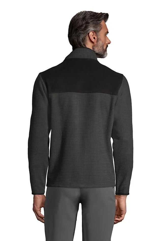 Lands039 End Coats and Jackets Men Grid Fleece Jacket Dark Charcoal Lands039 End Coats and Jackets Men Grid Fleece Jacket Dark Charcoal