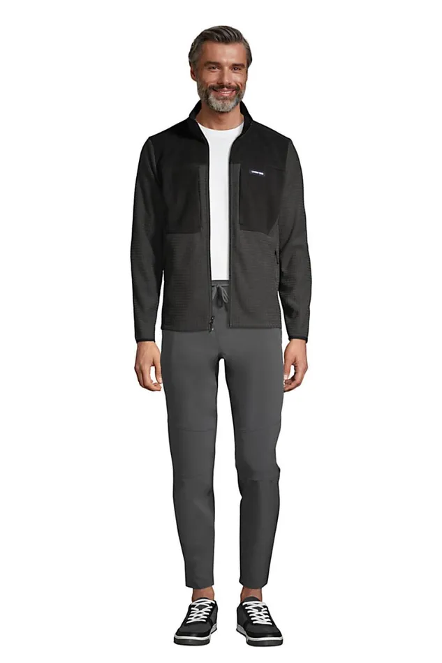 Lands039 End Coats and Jackets Men Grid Fleece Jacket Dark Charcoal Lands039 End Coats and Jackets Men Grid Fleece Jacket Dark Charcoal