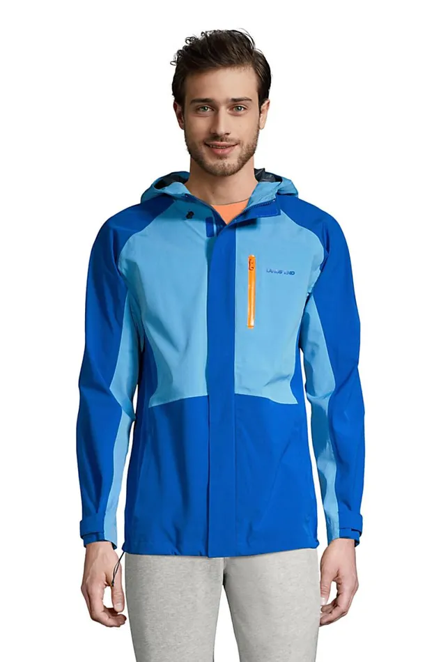 Lands039 End Coats and Jackets Men Packable 25 Layer Waterproof Stretch Shell Rain Jacket With Hood Sea Breeze Blue Lands039 End Coats and Jackets Men Packable 25 Layer Waterproof Stretch Shell Rain Jacket With Hood Sea Breeze Blue