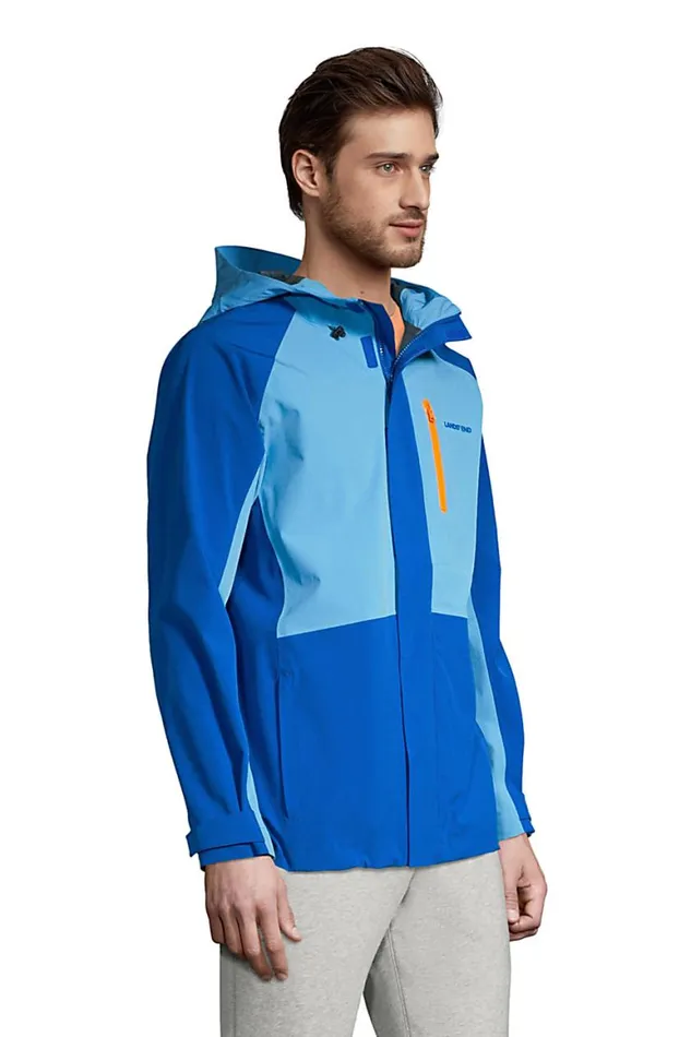 Lands039 End Coats and Jackets Men Packable 25 Layer Waterproof Stretch Shell Rain Jacket With Hood Sea Breeze Blue Lands039 End Coats and Jackets Men Packable 25 Layer Waterproof Stretch Shell Rain Jacket With Hood Sea Breeze Blue