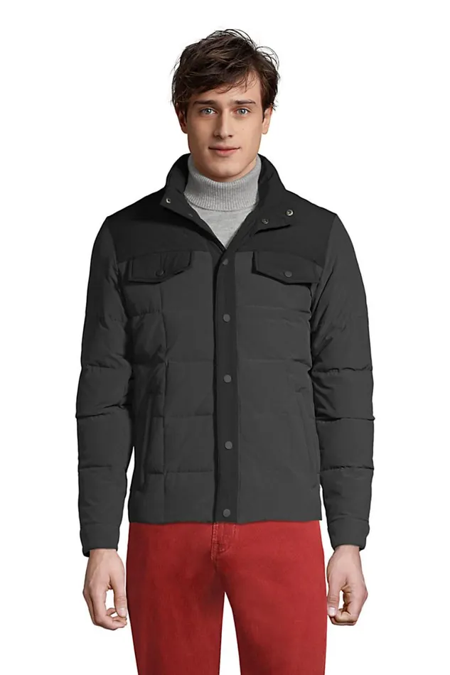 Lands039 End Coats and Jackets Men Quilted Stretch Down Jacket Dark Charcoal